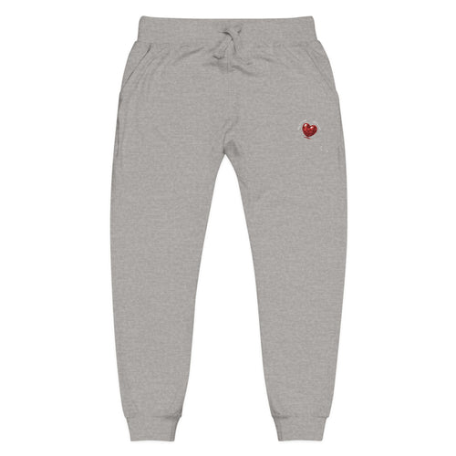 Embroidered Heart Olive Fleece Sweatpants