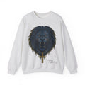 Crewneck Sweatshirt — Roaring Black Lion with Cross Graphic